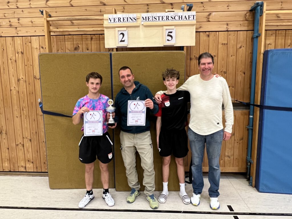 Doppel - von links: Johannes Obermüller (1. Platz), Hristo Hristov (1. Platz), Thomas Schöffel (2. Platz), Marcus Kameter (2. Platz)